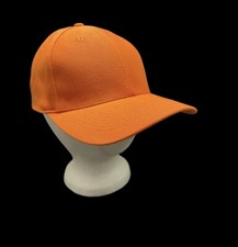 Unisex 6 Panel Fitted Blank Hat Orange Cap Size Small Medium New!