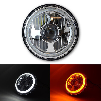 7'' H6024 / 6014 White Amber Dual LED Halo Ring Projector Angel Eye Headlight