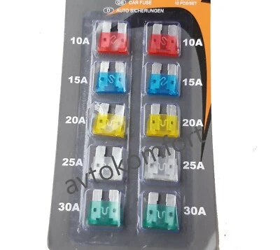 10 pièces fusibles à lame standard pour voiture fourgon moto fusible 5A 7,5A ... - Photo 1/3