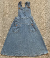 VTG 70s Landlubber Jean Dress Denim Apron Pinafore Dress Bib Overall Jumper 