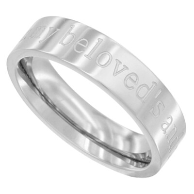 5mm Stainless Steel ''I am my beloved`s and my beloved is mine'' Band Ring
