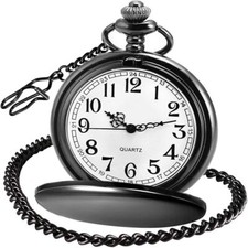 Classic Smooth Vintage Quartz Pocket Watch Arabic Numerals Scale Men Women Watch