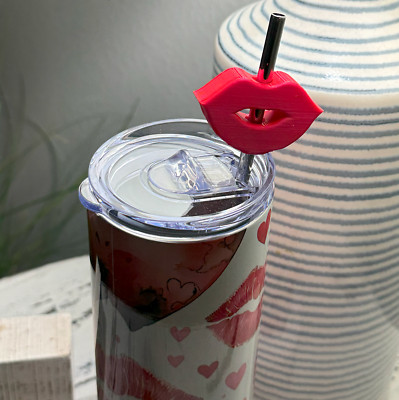 3D Printed Hot Lips Red Straw Charm - Valentine's Day Gift!