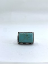 Sterling Silver Wide Sz 6 Turquoise Resin Ring Band 8.7 Grams