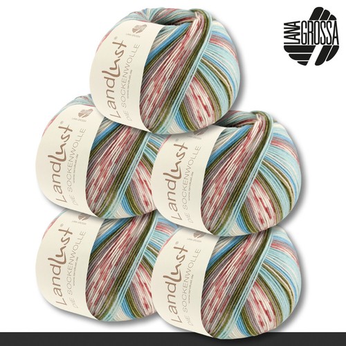 Lana Grossa 5 x 100 g Landlust die Sockenwolle 4-fädig Stricken Garn 34 Farben - Bild 92 von 103