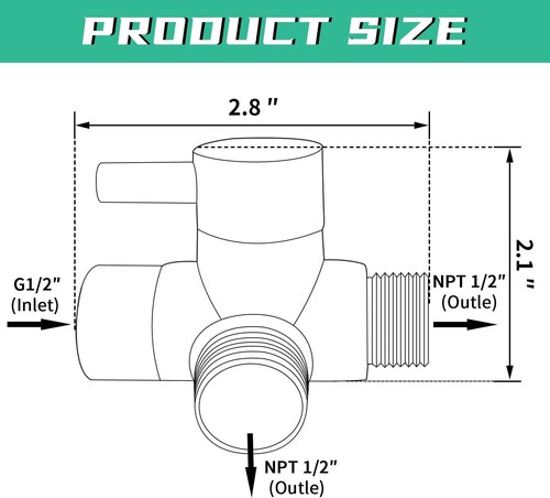 Shower Arm Diverter Valve for Hand Held Showerhead & Fixed Spray Head,G 1/2 Gold - 第 17/19 張圖片