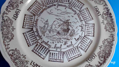 Edwin M Knowles China Co 1951 Calendar Year Collector Plate Ivory/Gold  Color | eBay