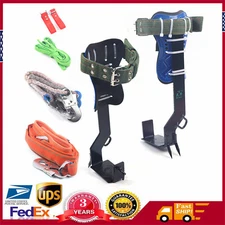 Adjust Tree/Pole Climbing Spike Set 2 Gear Safety Belt Rope Lanyard w/ Carabiner