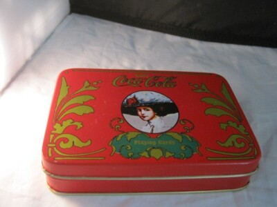 Coca Cola Playing Cards Green & Red Double Decks Collectible Tin Container New