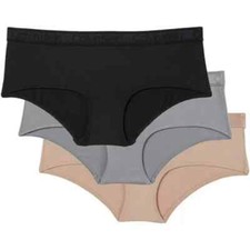 Calvin Klein Women  s Hipster 3-Pack Black/Wolf Size XL BRAND NEW