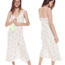 Urban Outfitters Kelly Surplice Yellow Floral Midi Dress Woman’s Size Small