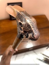 Victorian Antique Rabbit Head Handle vintage Designer Wooden Walking Cane Stick