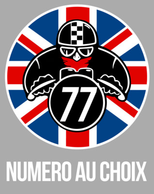 CAFE RACER BIKER FLAGGE UK NUMMER WÄHLBAR 15cm DEKO STICKER MOTORRAD MB050