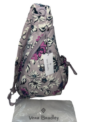 New Vera Bradley Featherweight Sling Quilted Backpack Floral Lavender MSRP$80.00