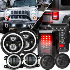 Combo 7 Halo Led Headlights Fog Turn Tail Lights For Jeep 07-18 Wrangler Jk Combo 7 Halo Led Headlights Fog Turn Tail Lights For Jeep 07-18 Wrangler Jk