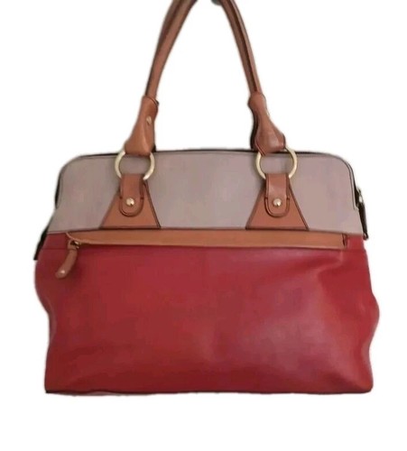 Modalu Pippa Hanbag Red Tan and Taupe Leather Lovely Bag Work Rare Colour. - Picture 5 of 10