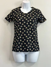 Petite Croft & Barrow Essential V-Neck Tee Multiple Sizes Black Floral