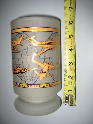 Vintage Beech Aircraft World Fly Beechcraft Frosted Mug Gold Jet Airplanes 1993