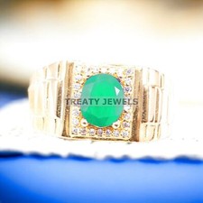 Emerald Oval Cut With 14K Solid Yellow Gold Ring For Men's A276