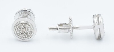 GENUINE  DIAMOND STUD EARRINGS 10K WHITE GOLD - Free Appraisal - NWT- Screw Back
