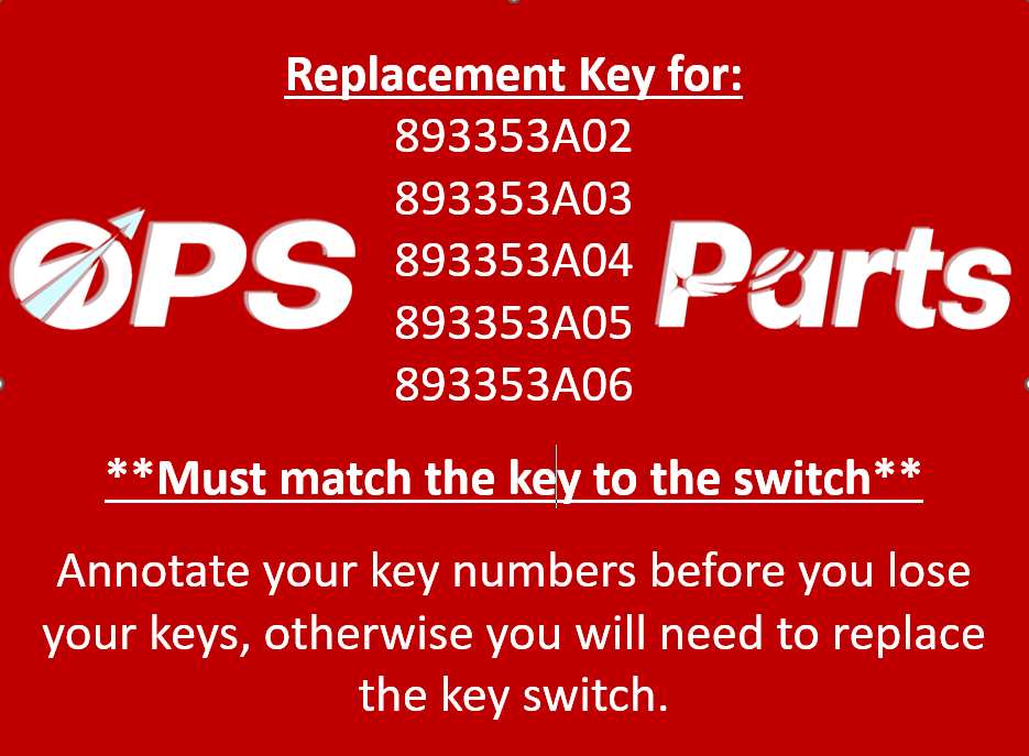 New/OEM Mercury Base Number 893353 Key Switch Replacement #966