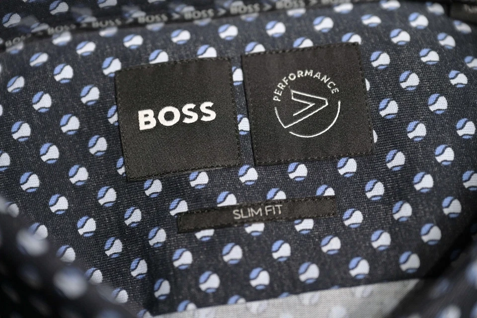 HUGO BOSS Uomo Hank Kent Viaggio Slim Fit Performance Stretch Camicia 40 - Immagine 4 di 4