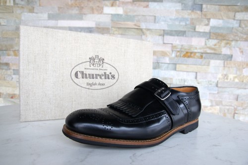Church's EU 43 UK 9 Slipper Shoes Monk SHANGHAI Calf Black New Former RRP 990 €