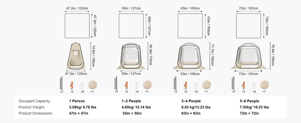 Tienda deportiva emergente VEVOR 72x72 63x63 50x50 47x47 pulgadas tienda de burbujas transparente al aire libre Foto 2 de 2