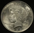 1923 PEACE SILVER DOLLAR VERY LUSTROUS AU+/UNC LIGHTLY TONED