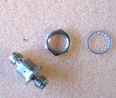 RF adapter 50 GHz 2.4mm F-F Bulkhead Panel mount Stainless 0.9'' long 0.5'' OD