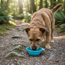 x2 pcs- Portable Dog Water Bowl Collapsible 400ml Pet . Dish Clip Carabine