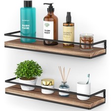 Floating Shelves Wall Mounted Set of 2, Rustic Wood Wall Storage Shelves for ...