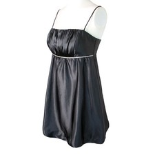 Sz 5 Jessica McClintock Gunne Sax Y2K Rhinestone Bubble Hem Satin Mini Dress