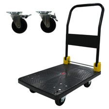Foldable Platform Push Hand Truck Cart Weight Capacity 2 Swivel Brake Wheels