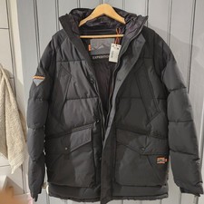 Superdry Expedition Puffer Parka Noir Doudoune Homme Neuve Taille S