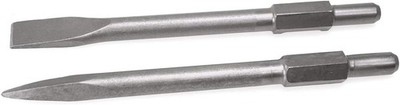 2-Pieces 1-1/8'' Hex Point and Flat Concrete Chisels for Demolition Hammer