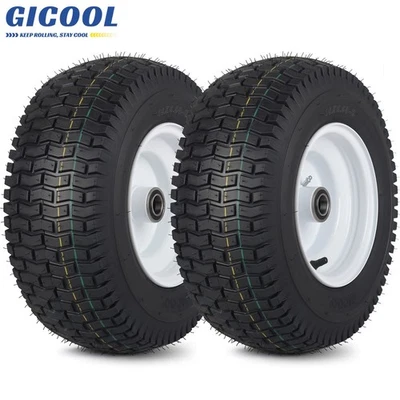 GICOOL 2-Set 16 x 6.50-8 Tubeless Tire & Wheel for Lawn Tractor Mower, 4" Centered Hub