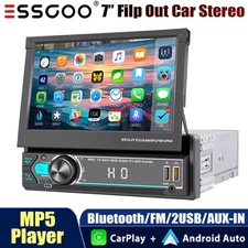 7 " Touchscreen Bluetooth Single 1 Din MP5 Filp Out Car Stereo Radio USB SWC