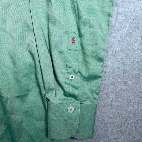 Camisa social masculina Robert Graham com botões verde L manga longa detalhe bordado - Imagem 2 de 4