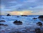 Beach Sunset Oil Painting 5x7 Glossy *Print Seascape Home Art — photo 1