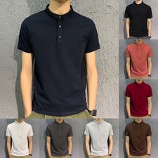 Men's Solid Color Casual Shirt Short Sleeve Polyester Spandex Blend Lightweight