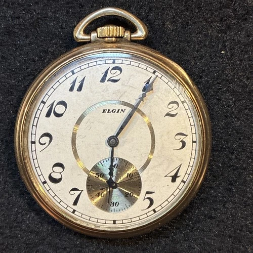ANTIQUE ELGIN GRADE 384 MODEL 3 17j 12s 10k Rolled  POCKET WATCH 1921 MOSELEY