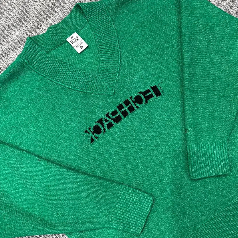 Nike Techpack V-neck Knit Sweater Green Size L thumbnail 6