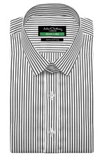 Men's Formal Office Shirt Tom Ford Style Snap Tab Loop Collar Black White Stripe