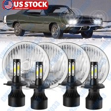 4pc 5.75inch Led Round Headlights Hilow Beam For Dodge Charger 1966-1974