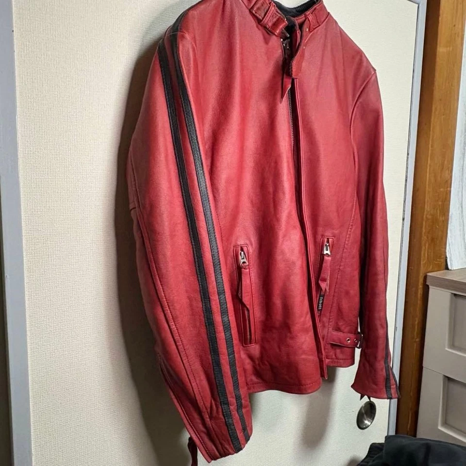 Schott Single Rider Jacket, Striped, Red with Black Lines, Size 36 - Image 4 of 4