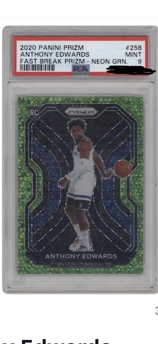 2020-21 Panini Prizm - Anthony Edwards #258 Neon Green Fast Break Prizm /5 (RC)