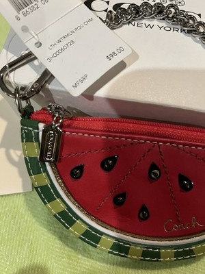 Coach Watermelon Leather NWT Pouch Charm Orig Box Receipt Dust Bag