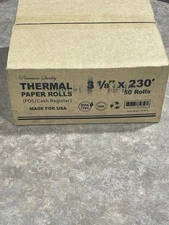 Thermal Paper Rolls 3 1/8" x 230. Fits Most Receipt Printers, Pack of 50 Rolls