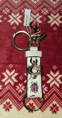 Coach Trigger Snap Bag Charm Valet Keyring Leather Creature Print BUG CR463 NWT